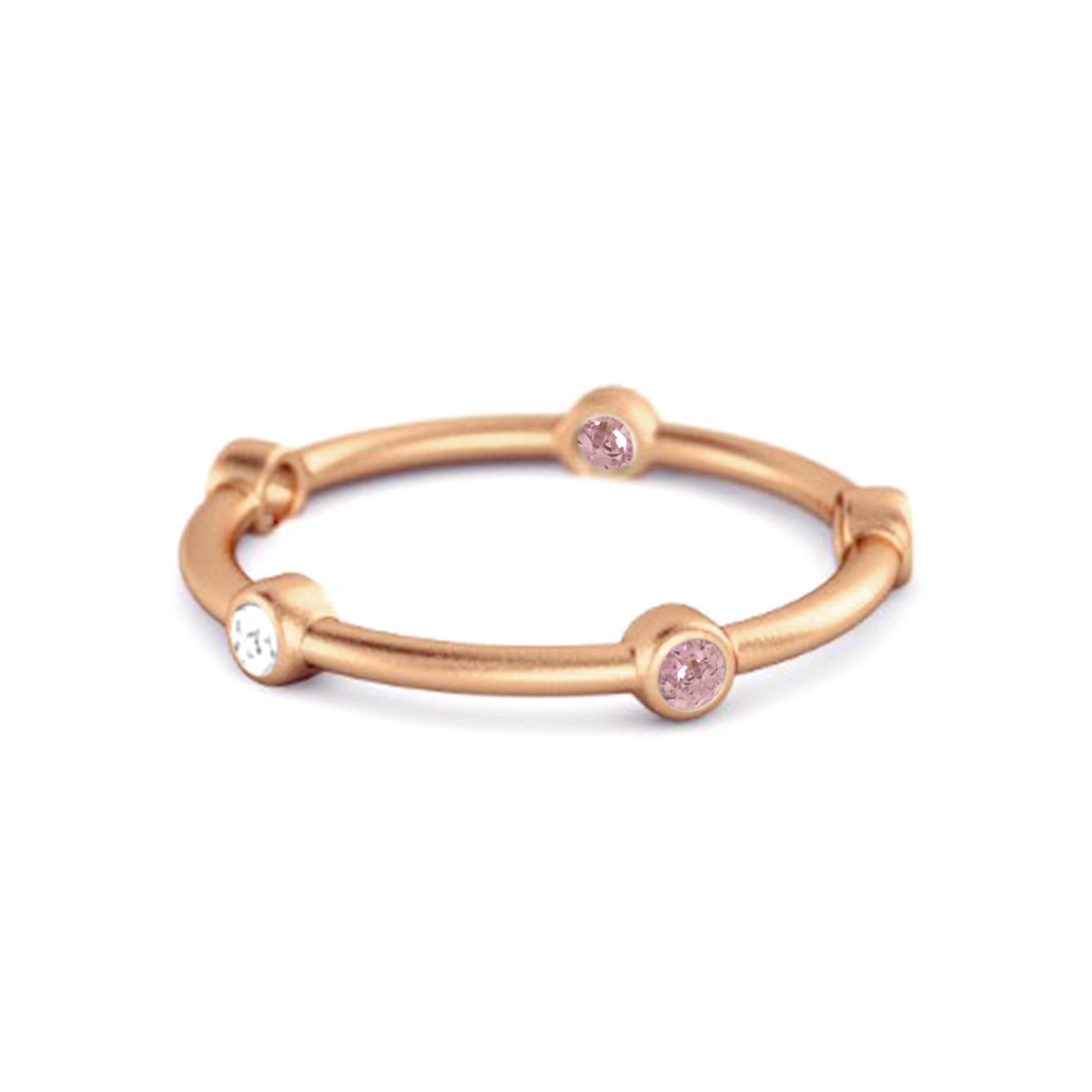Anello nuziale impilabile in argento sterling 925 con zirconi rosa da 0,30 ct