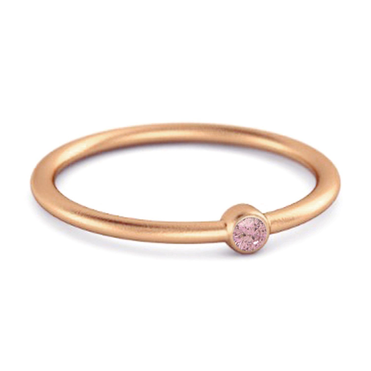 Anello solitario impilabile in argento sterling 925 con zirconi rosa da 0,1 carati