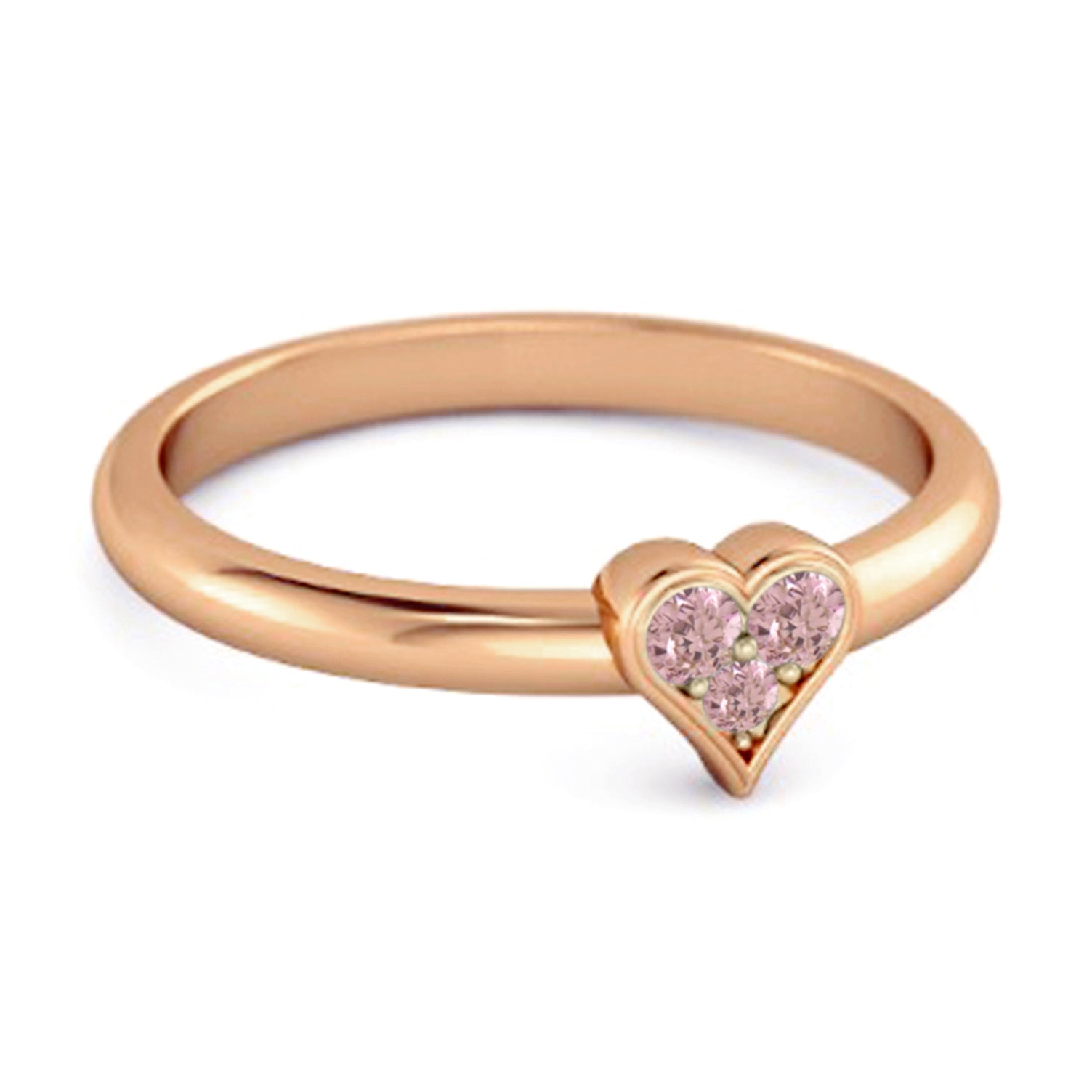 Anello in argento sterling 925 con zirconi rosa a forma di cuore scintillante da 0,60 ct