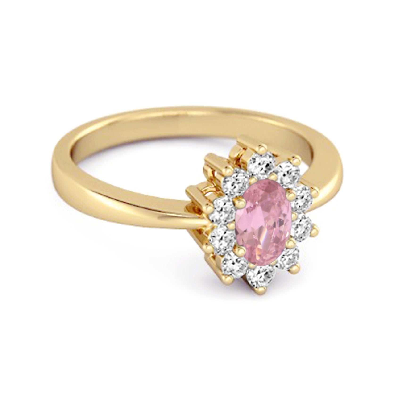Anello solitario con zirconi rosa da 1,50 carati in argento sterling 925 e alone decorativo