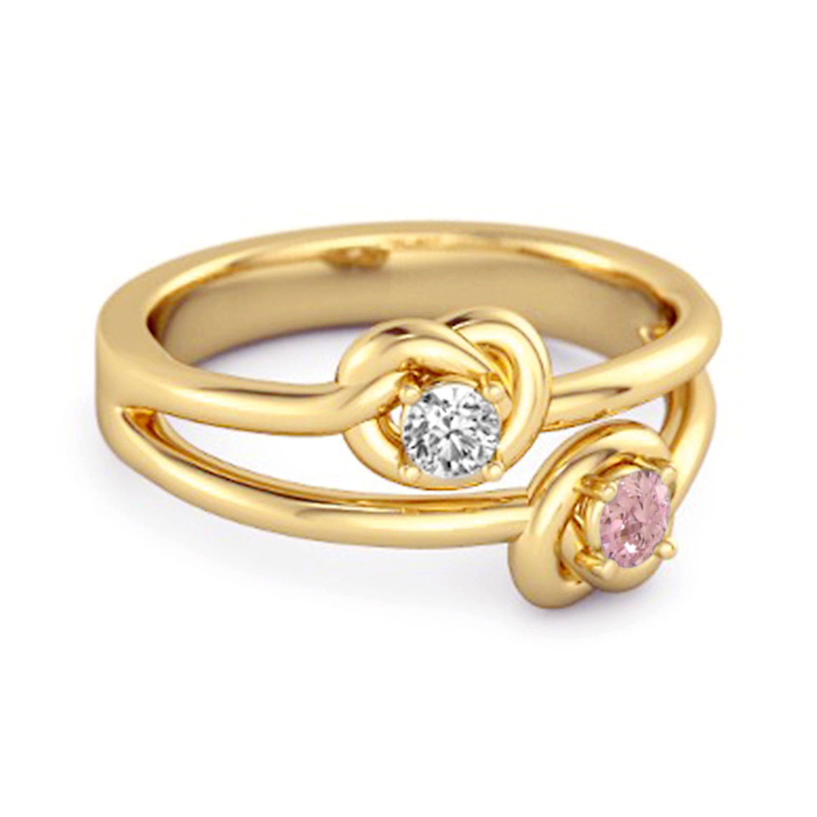 Anello con promessa Lui &amp; Lei in argento Sterling 925 con zirconi rosa da 0,10 ct e nodo d'amore