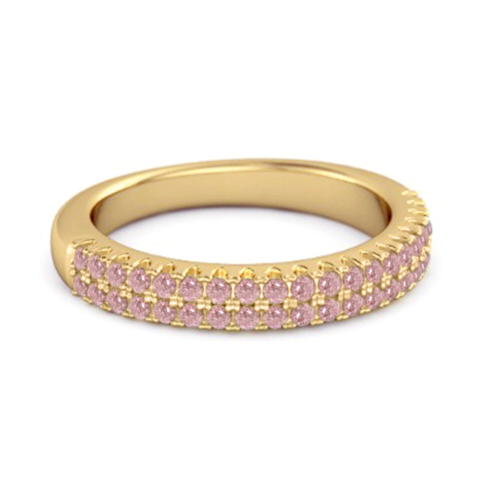 Anello a mezza eternità con zirconi rosa e doppia linea in argento sterling 925