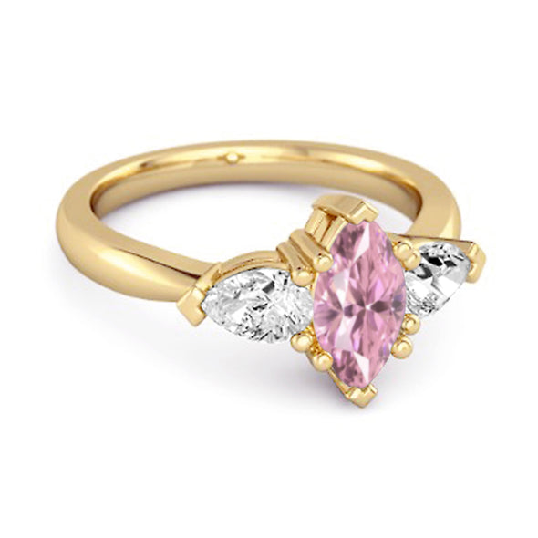 Solitaire 0.25 Ctw Marquise Cut Pink Zirconia 925 Sterling Silver Ring