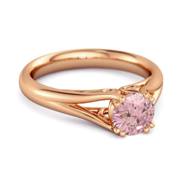 Solitaire 0.25 Ctw Round Pink Zirconia 925 Sterling Silver Split Ring