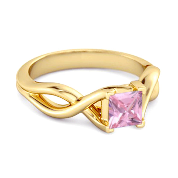 Infinity Band Square Cut 0.50 Ctw Pink Zirconia Women Wedding Ring
