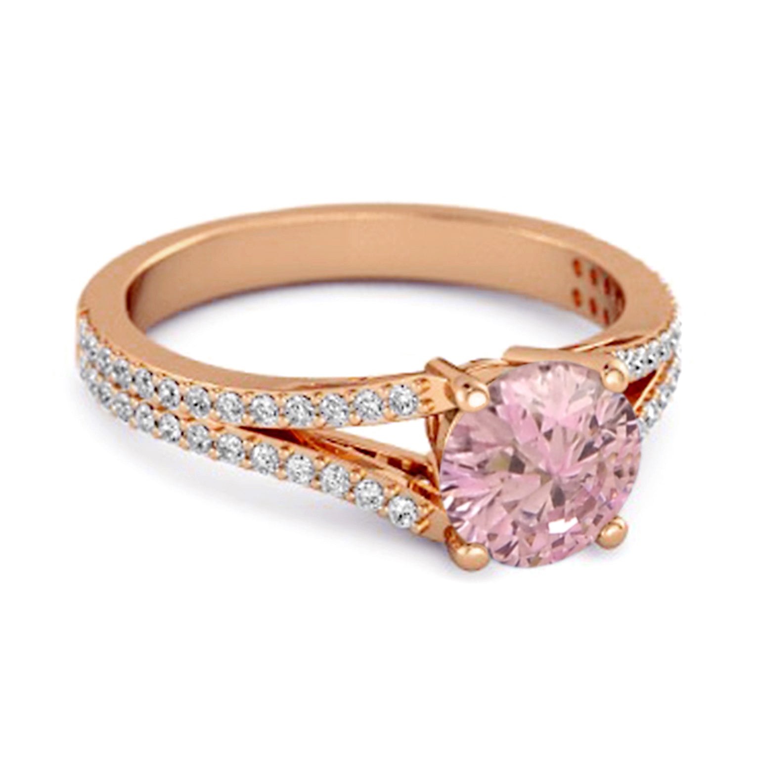 Anello Felicity Design in argento sterling con accenti solitari in zirconia rosa da 0,50 carati
