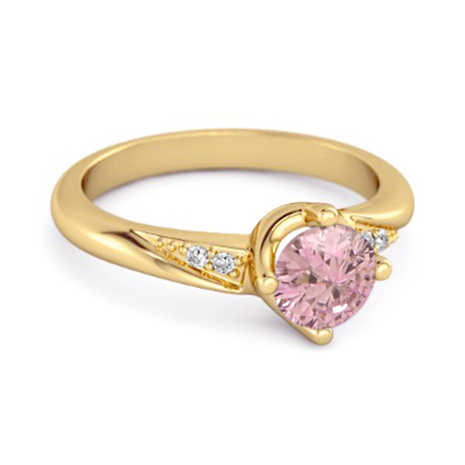 Anello da donna in argento sterling 925 con zirconi rosa da 0,25 carati e solitario