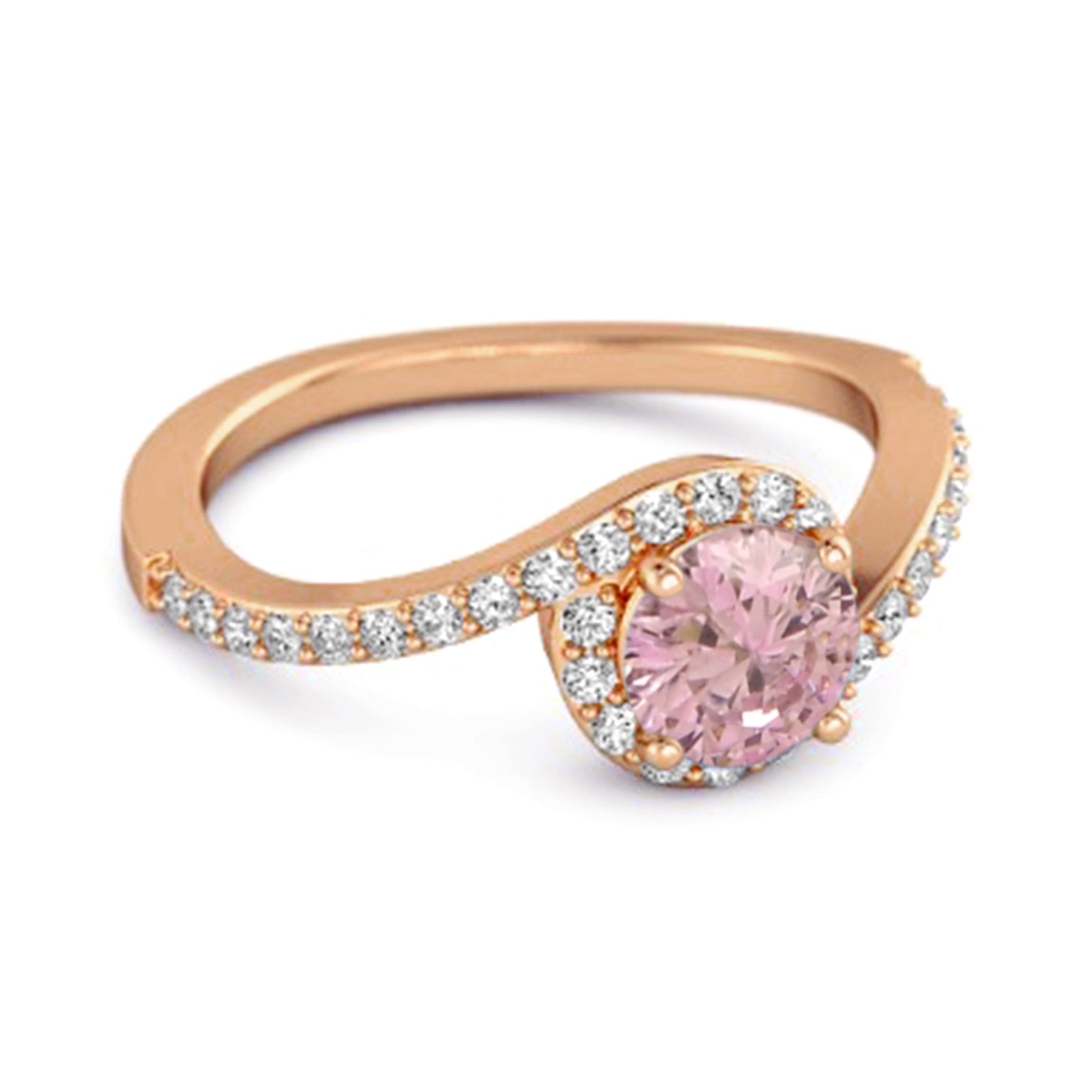 Anello da donna in argento sterling 925 con zirconi rosa autentici da 0,25 carati