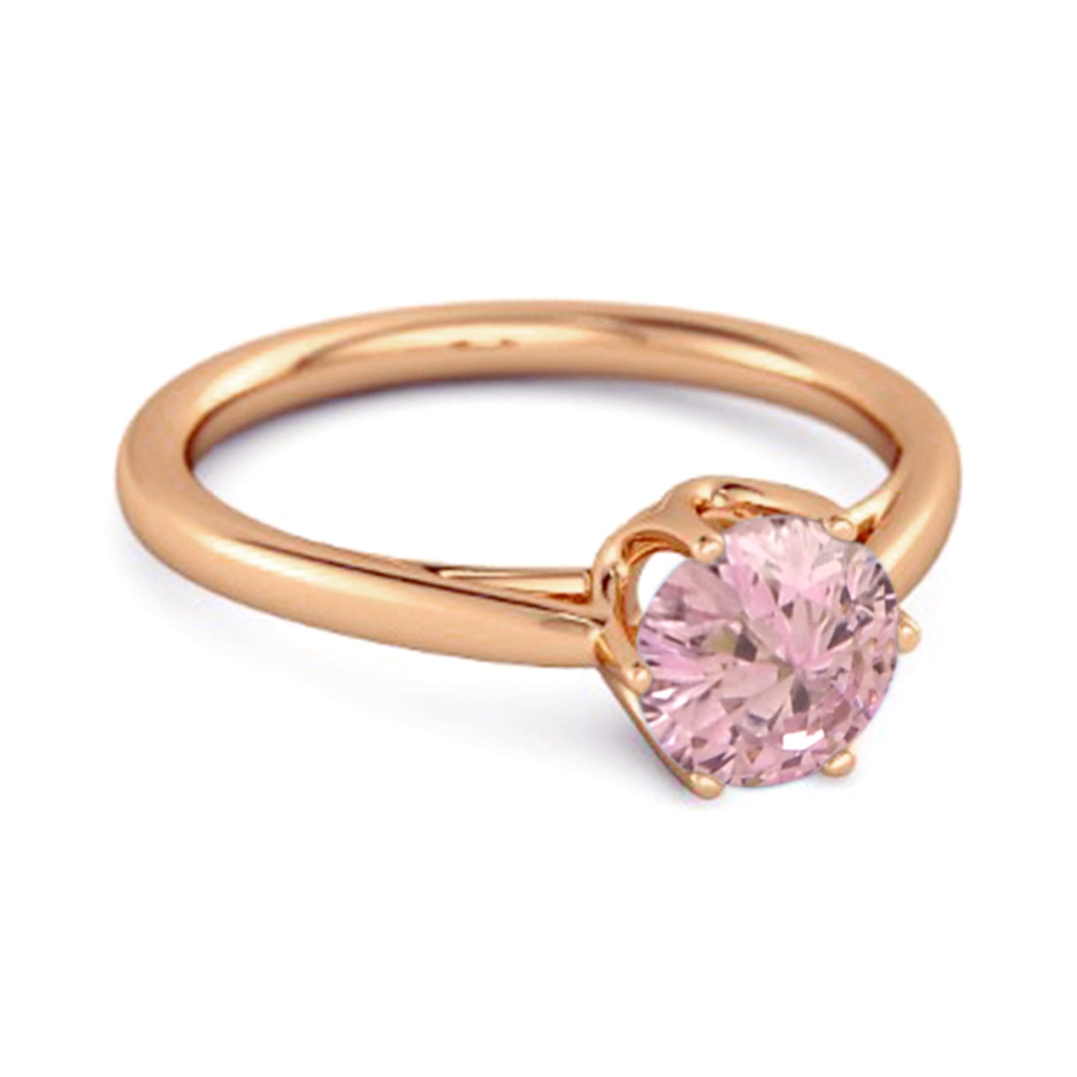 Pink Topaz Minimalist Solitaire Ring - Sterling SIlver