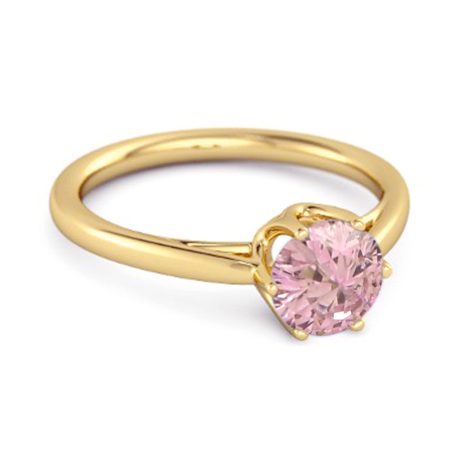 Pink Topaz Minimalist Solitaire Ring - Sterling SIlver