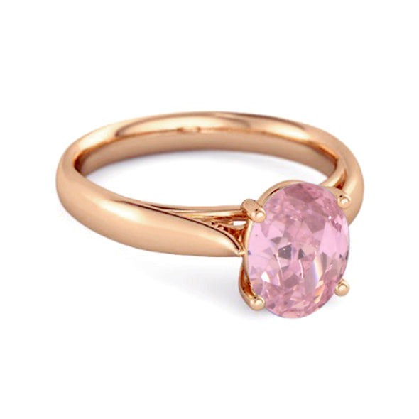 Single Stone 1.50 Ctw Pink Zirconia 925 Sterling Silver Stackable Ring