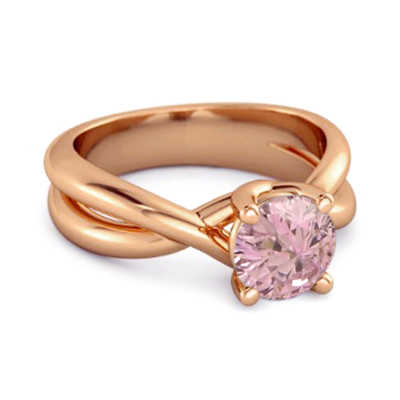 Anello Embrace in argento sterling 925 con zirconi rosa taglio rotondo da 0,25 carati
