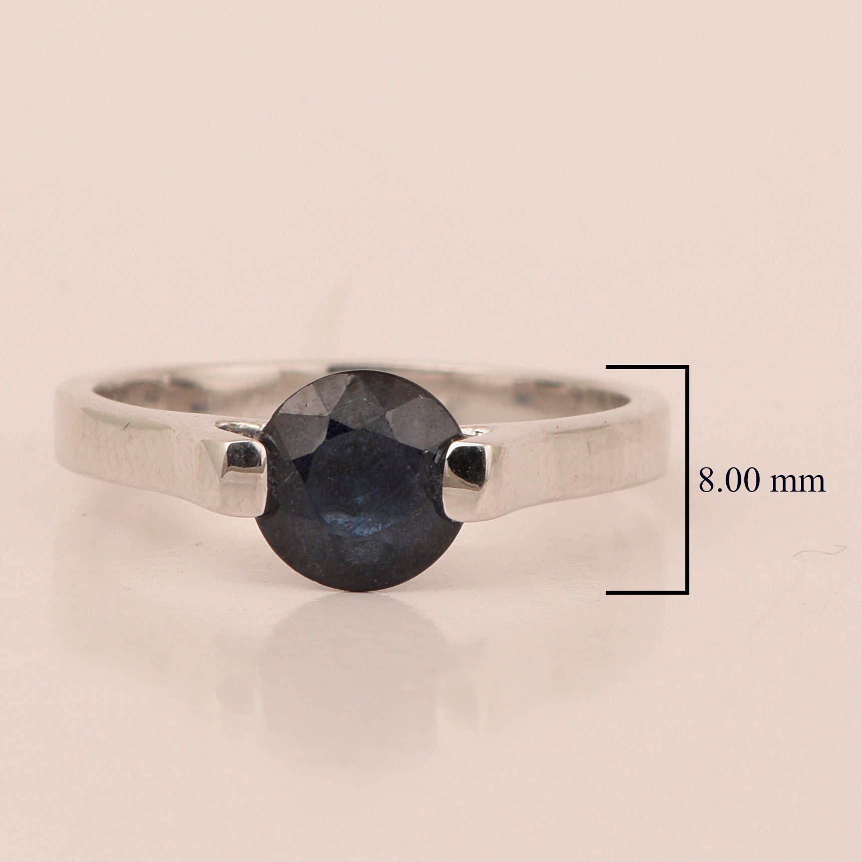 Blue Sapphire Tension Set Ring – Sterling Silver