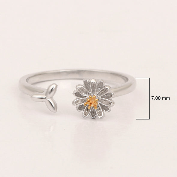 Sterling Silver Floral Design Openable Ring