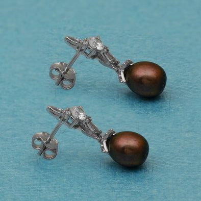 Black Pearl Dangle Earrings