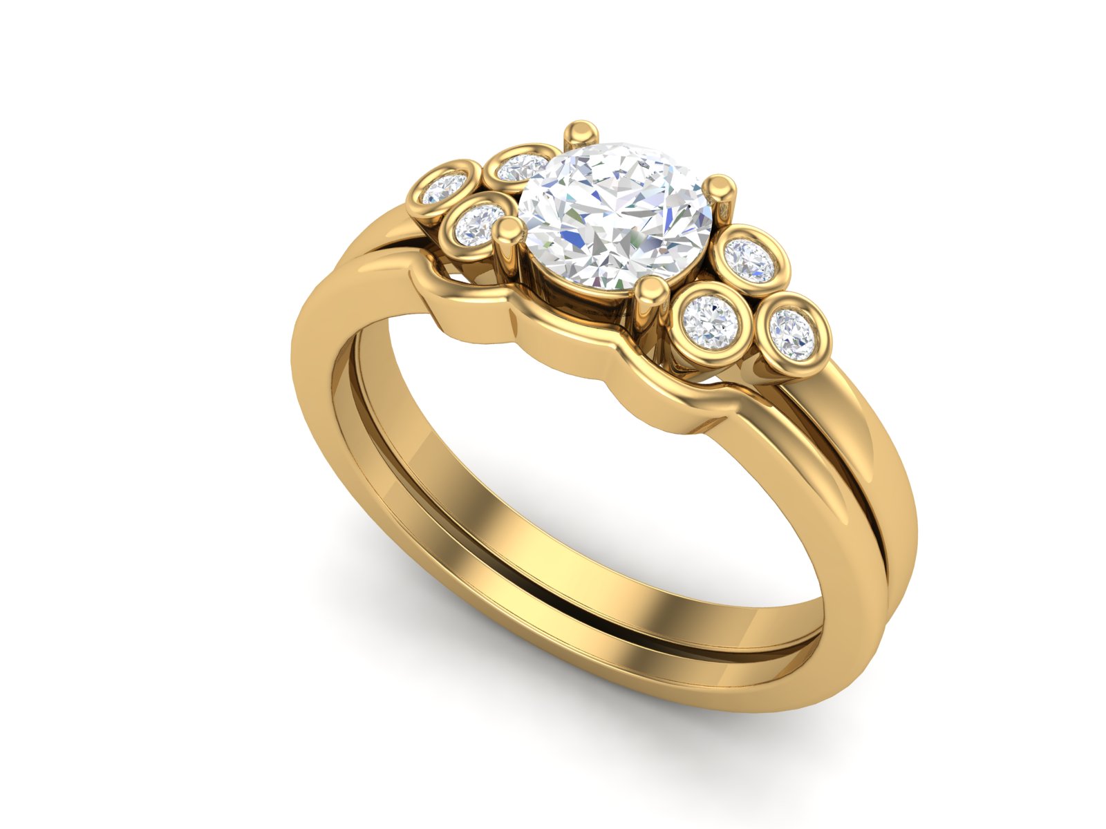 Anello nuziale solitario impilabile con zirconi bianchi da 0,57 carati