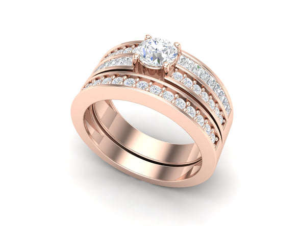 0.95 CTW White CZ Stackable Solitaire Wedding Ring