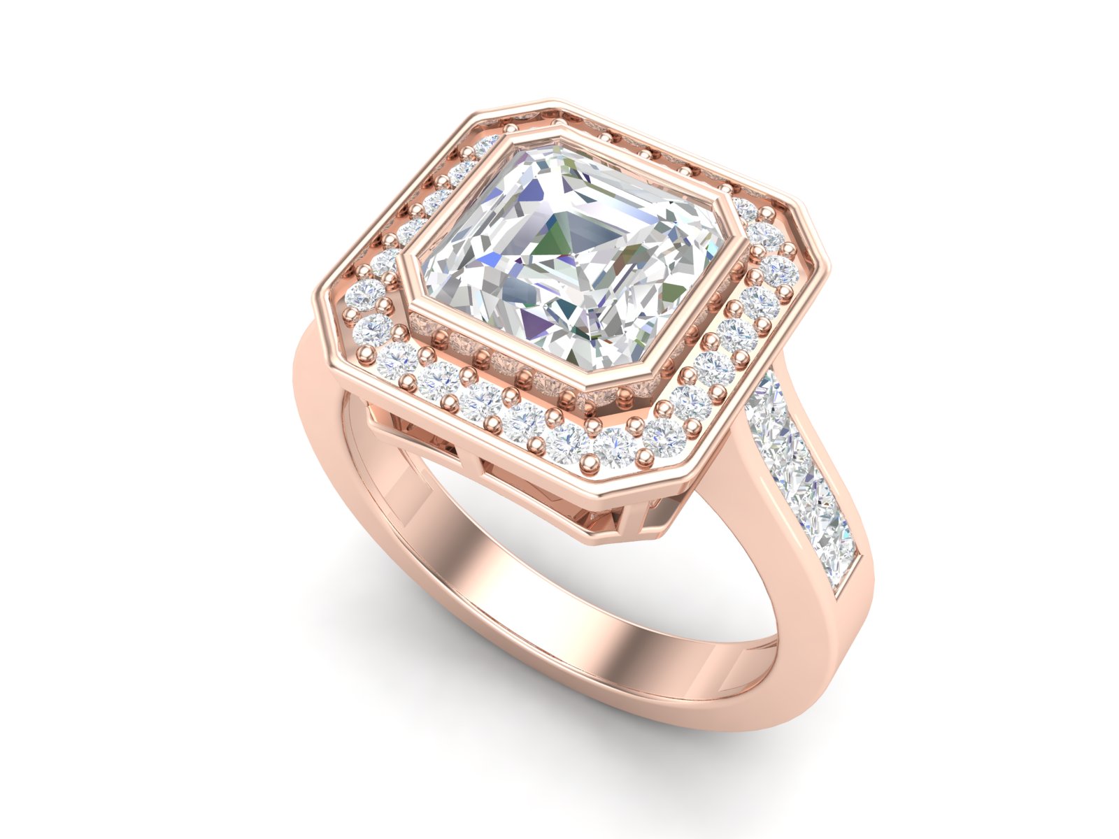 White CZ Solitaire Halo Ring - Sterling Silver