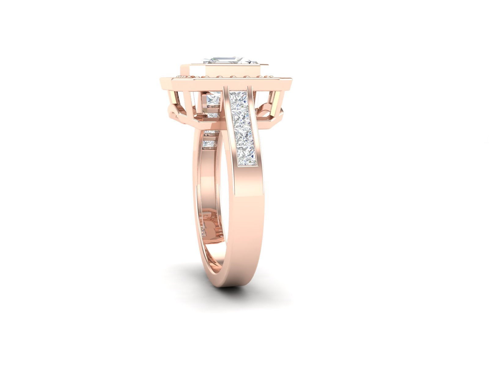 White CZ Solitaire Halo Ring - Sterling Silver