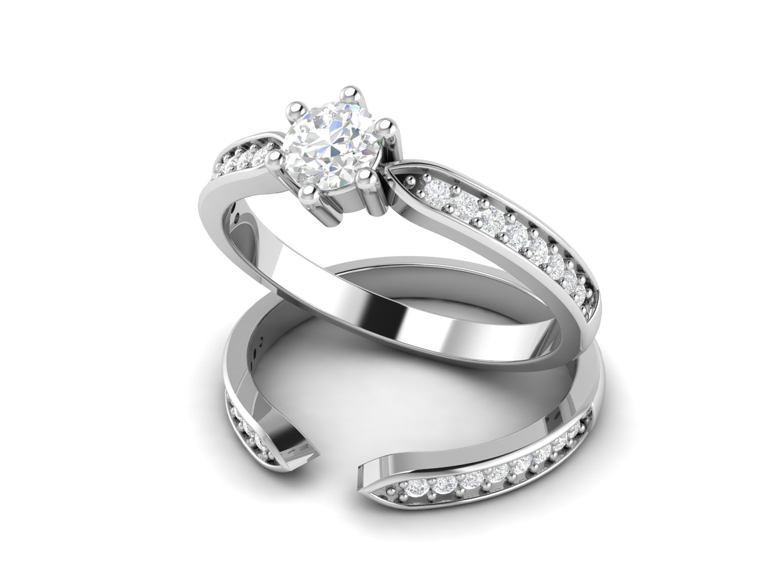 Fede nuziale impilabile con solitario in zirconia cubica bianca da 0,60 ctw