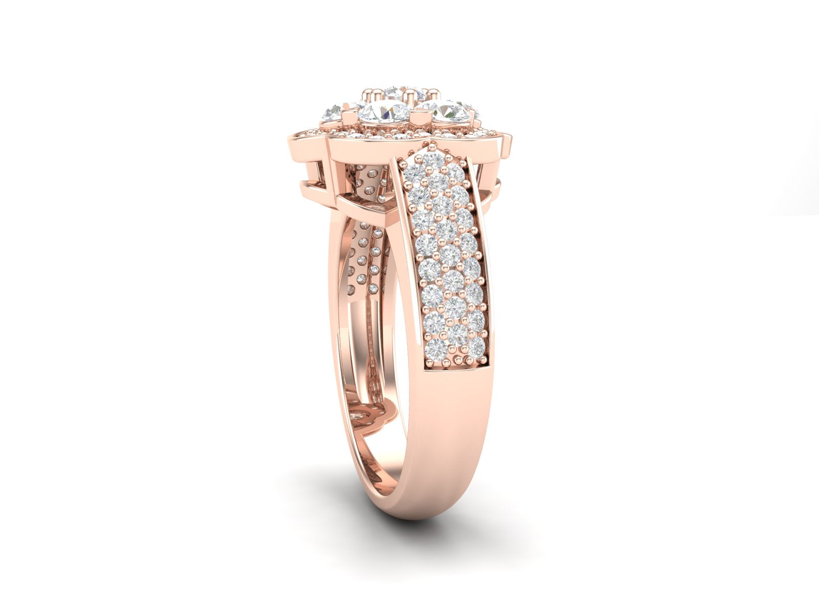 White CZ Cluster Floral Ring - Sterling Silver