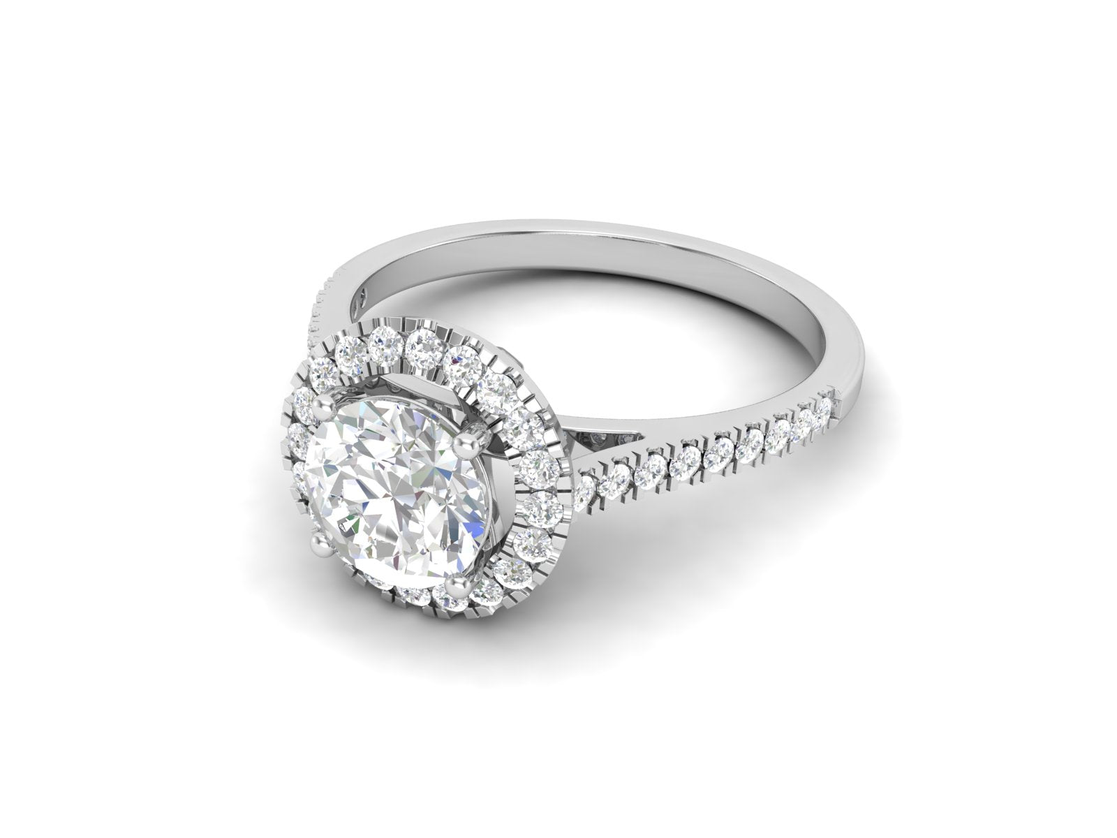 White CZ Double Halo Ring -  Sterling Silver