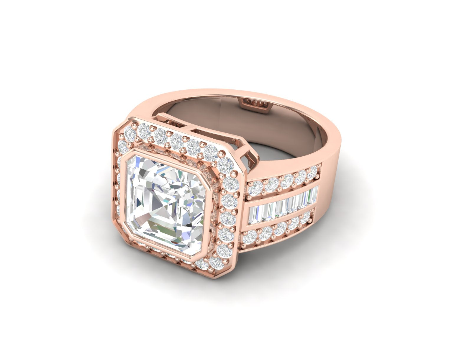 White CZ Solitaire Halo Ring - Sterling Silver