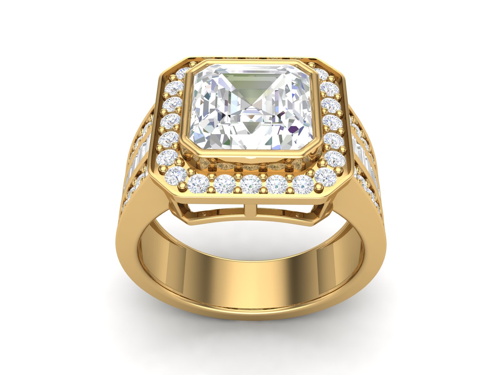 White CZ Solitaire Halo Ring - Sterling Silver