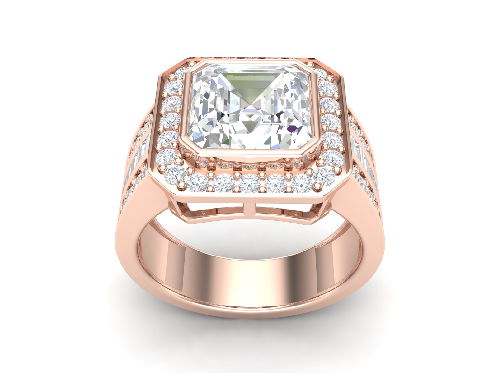 White CZ Solitaire Halo Ring - Sterling Silver