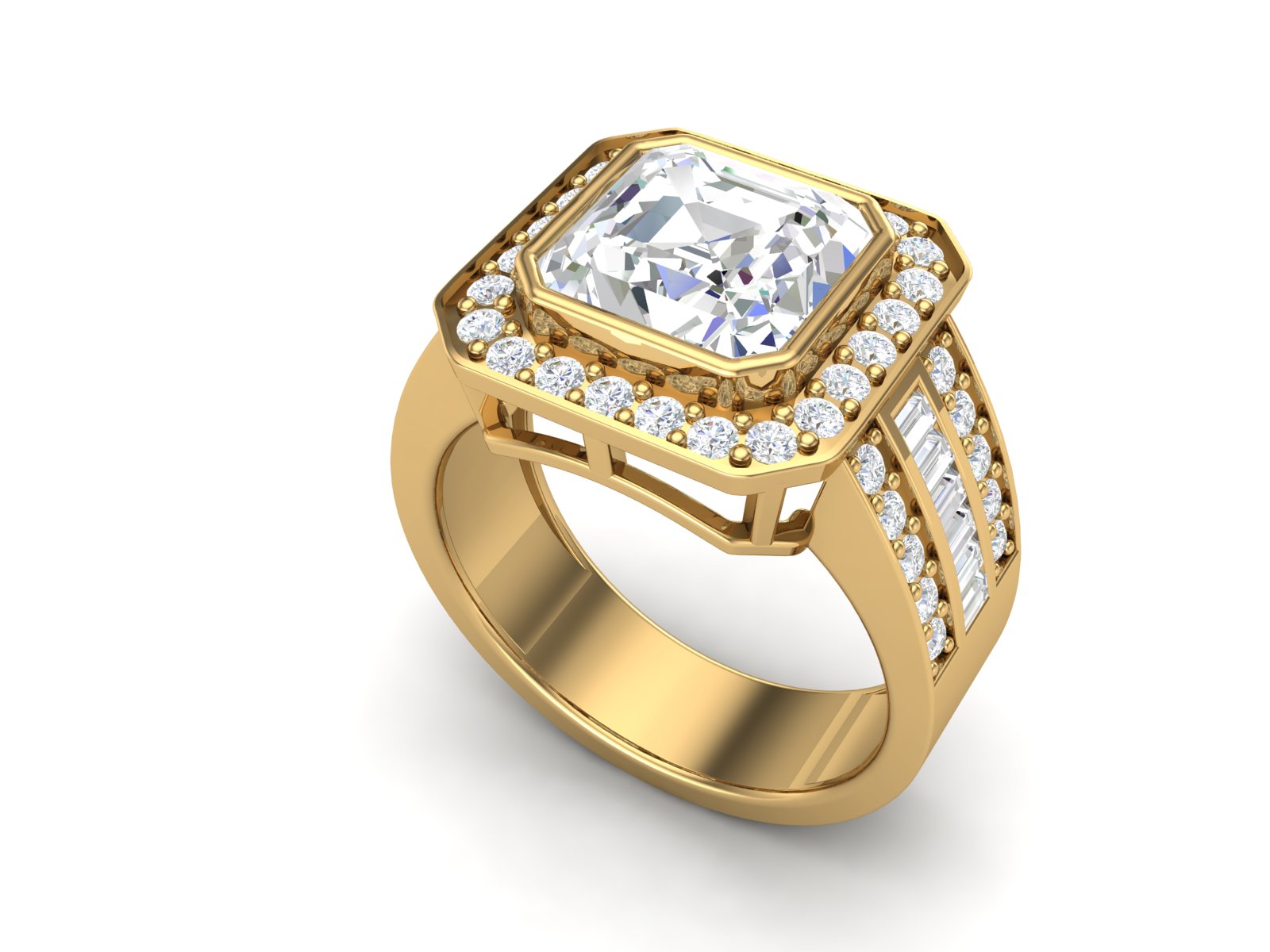 White CZ Solitaire Halo Ring - Sterling Silver
