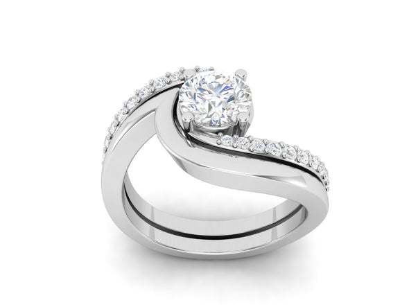 1.08 CTW White CZ Stackable Solitaire Swirl Wedding Ring
