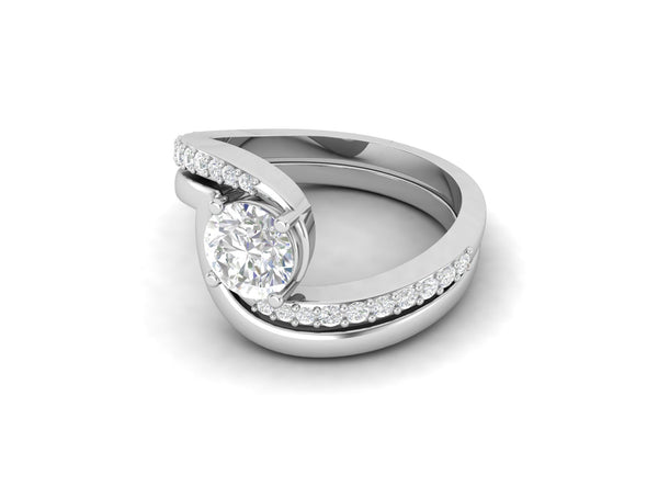 1.08 CTW White CZ Stackable Solitaire Swirl Wedding Ring