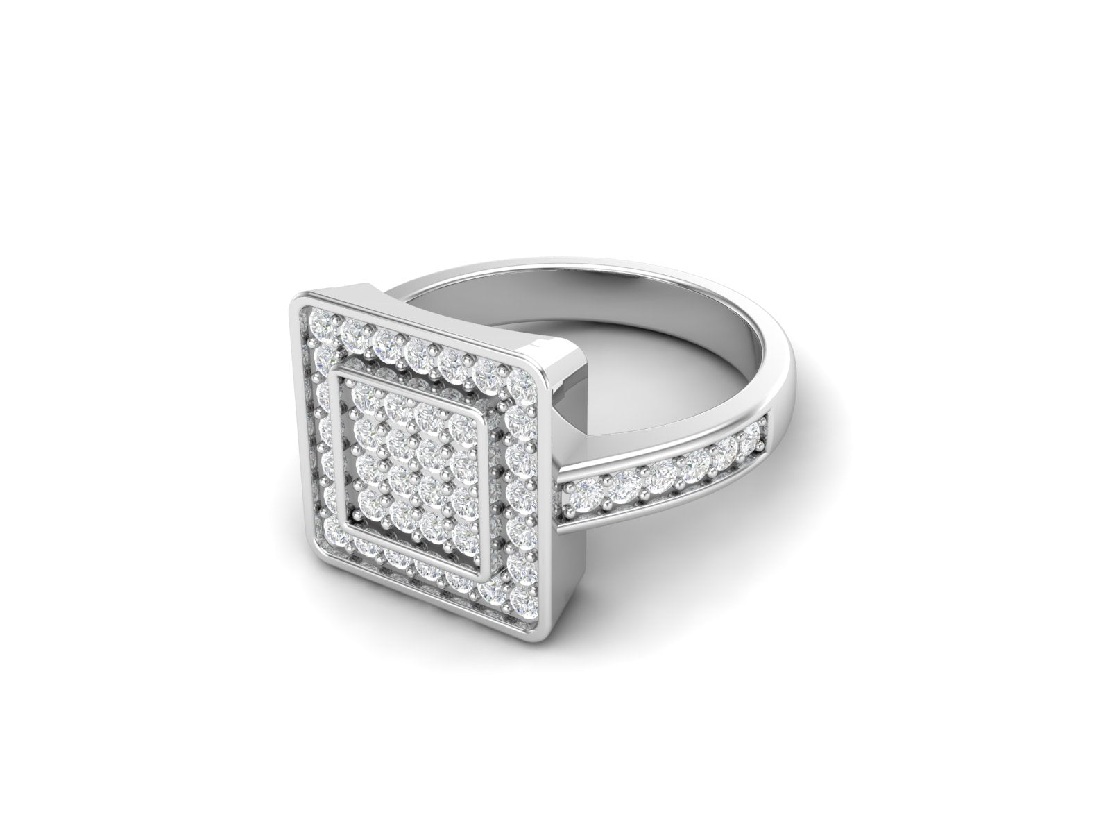 White CZ Cluster Wedding Ring - Sterling Silver