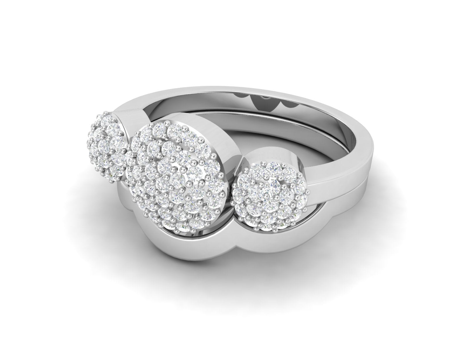 White CZ Three-Stone Cluster Ring - Sterling Silver