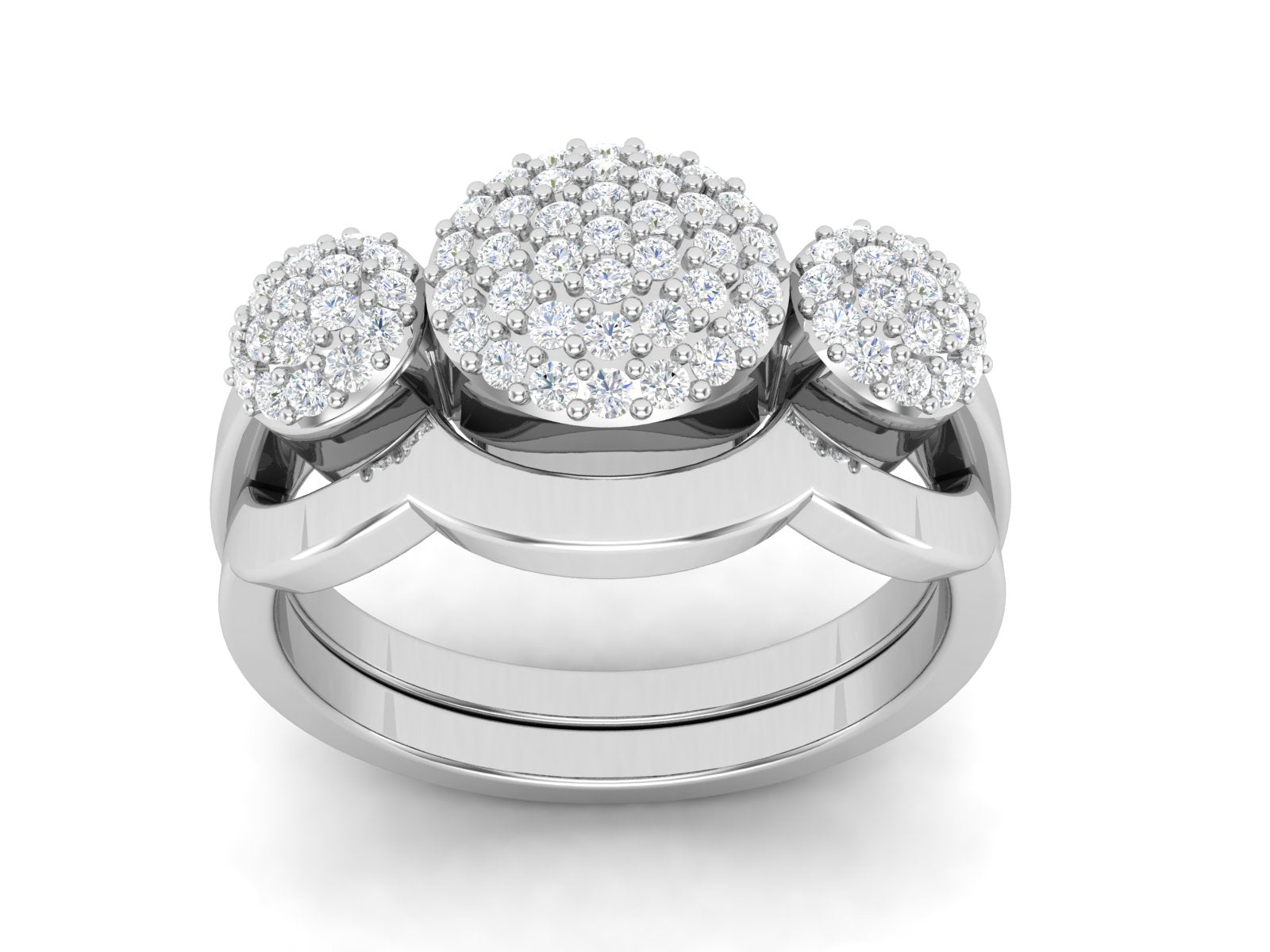 Fede nuziale impilabile con solitario in zirconia cubica bianca da 0,60 ctw