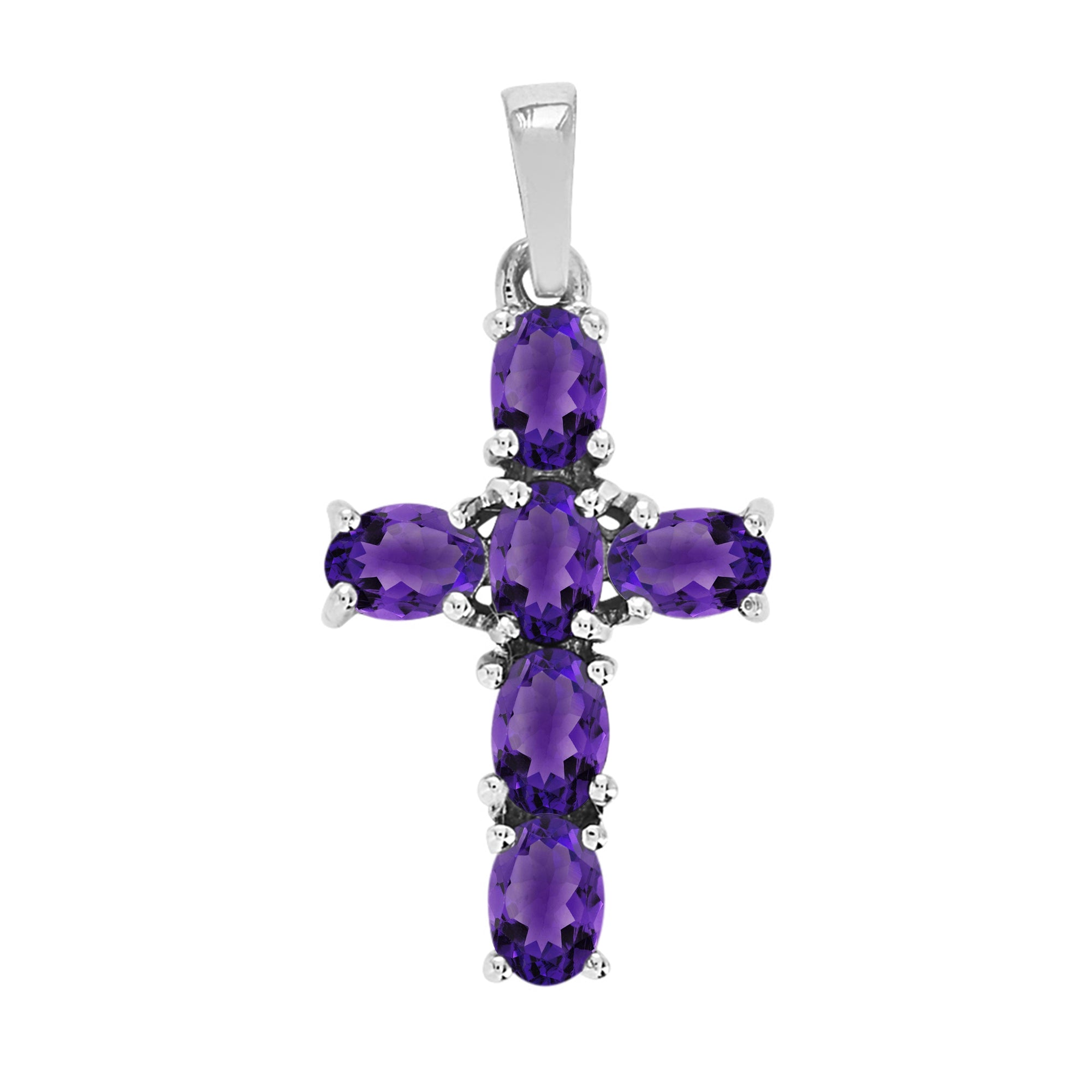 Multi Stone Religious Cross Pendant -Sterling Silver