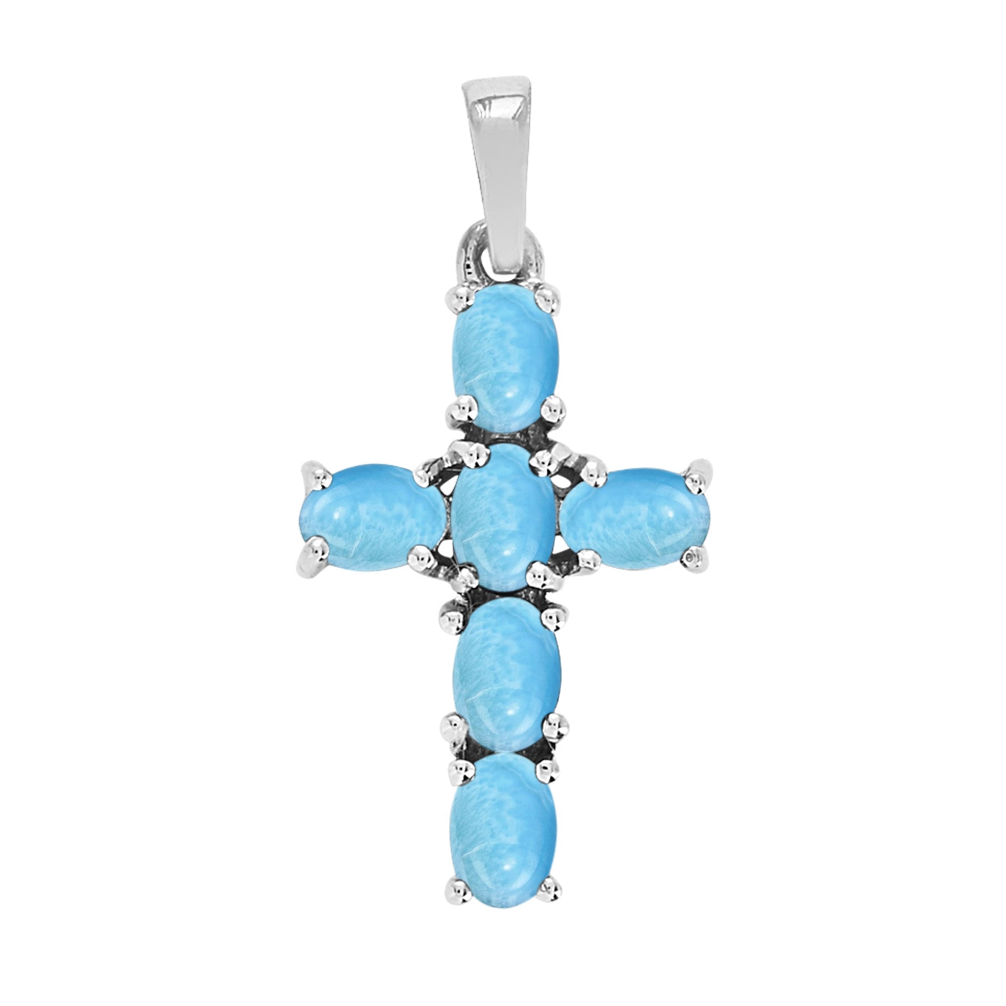 Multi Stone Religious Cross Pendant -Sterling Silver