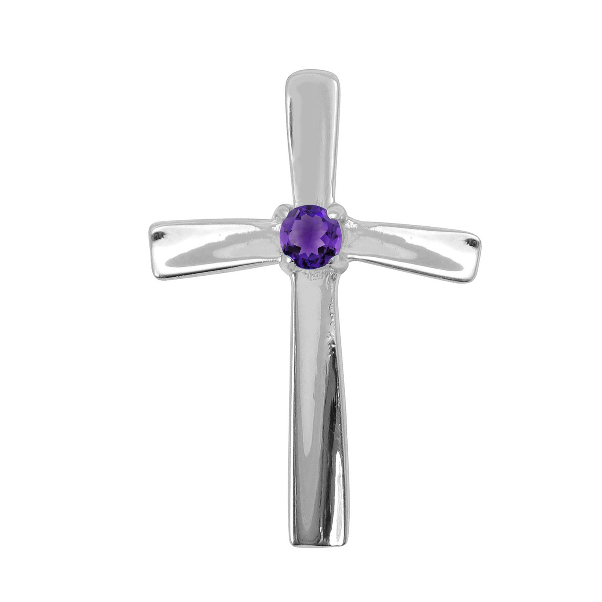 Multi Stone Christian Cross Pendant -Sterling Silver