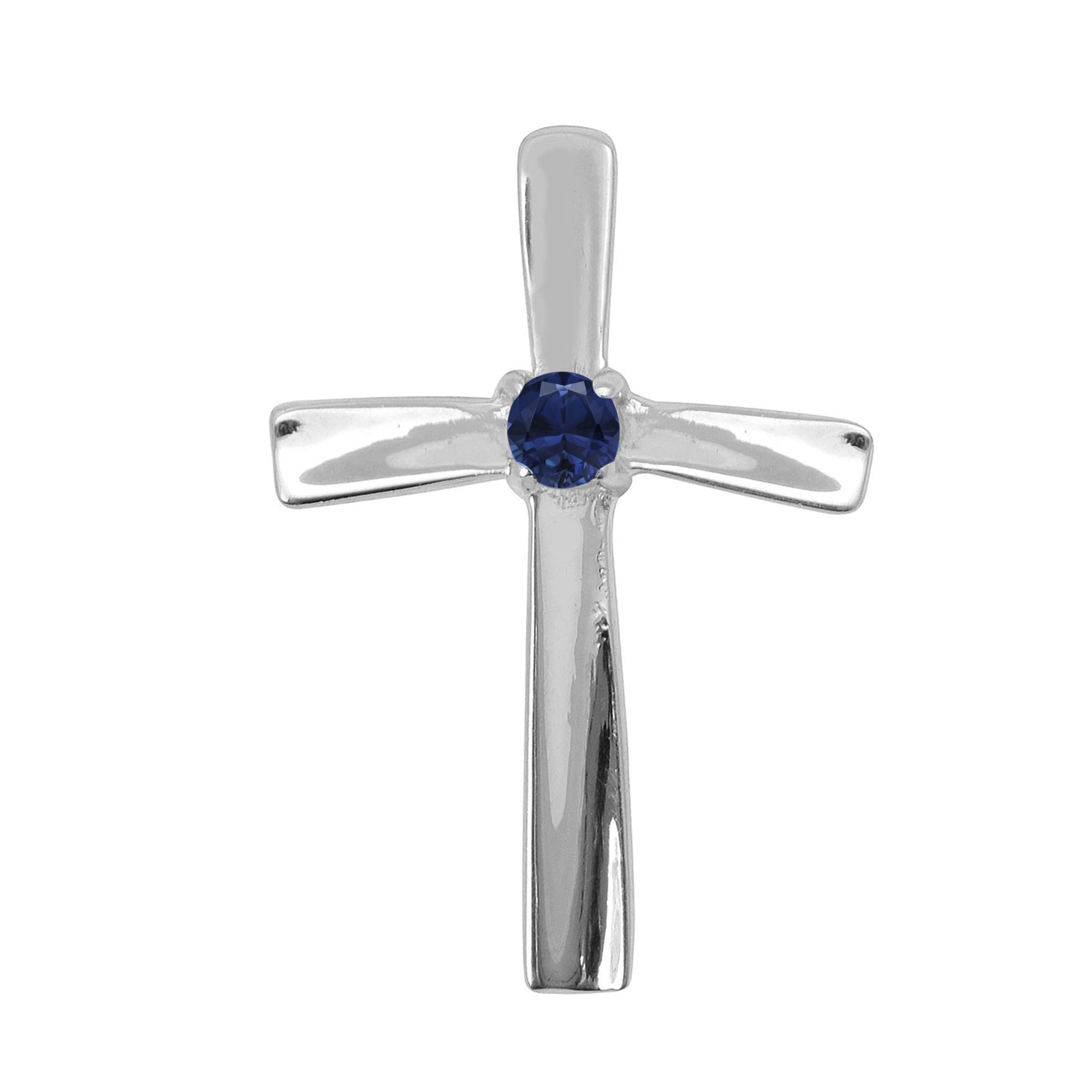 Multi Stone Christian Cross Pendant -Sterling Silver