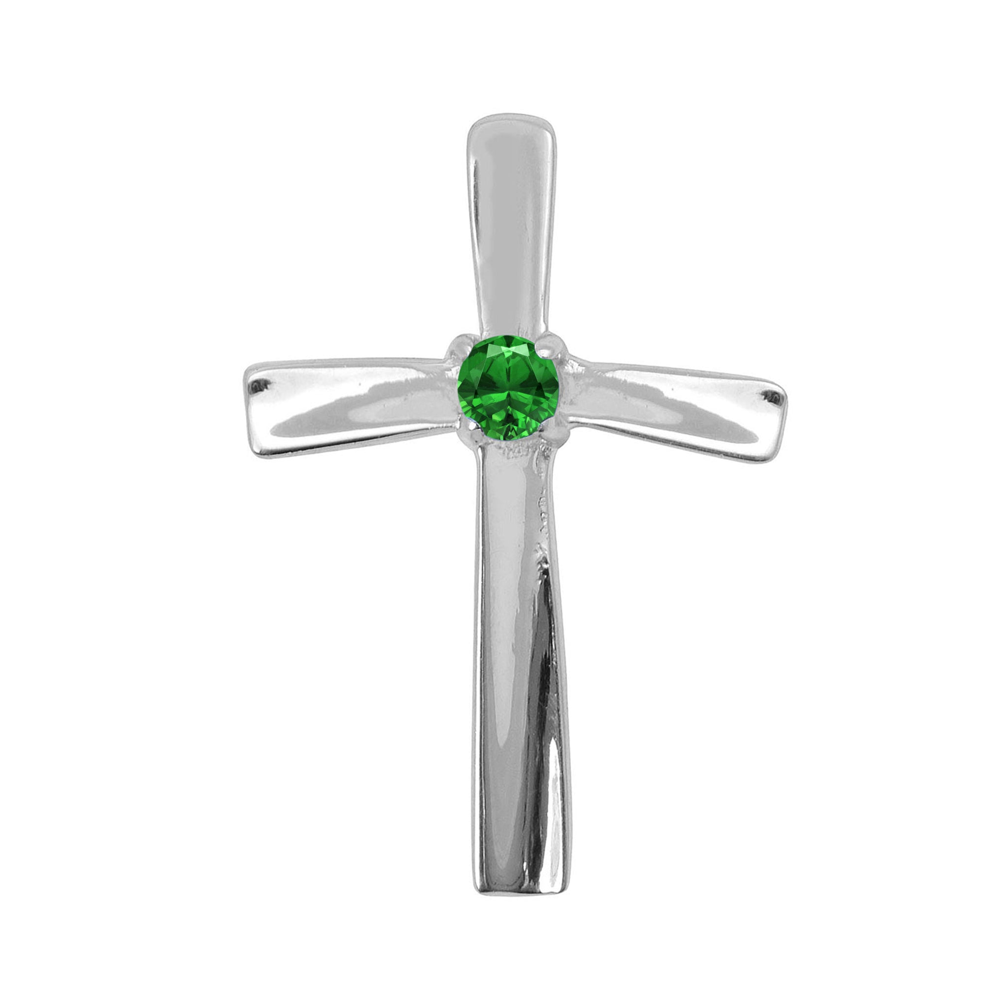 Multi Stone Christian Cross Pendant -Sterling Silver