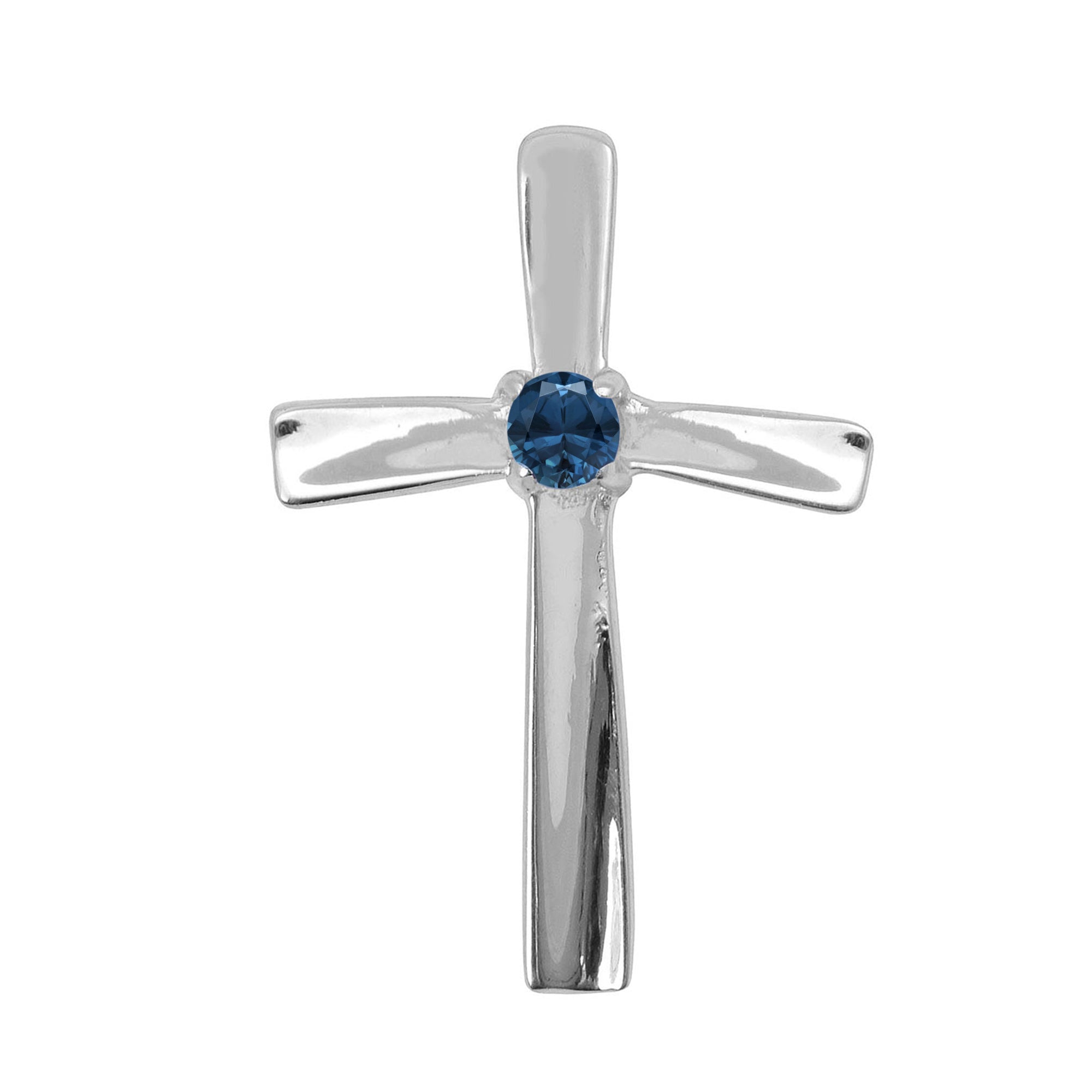 Multi Stone Christian Cross Pendant -Sterling Silver