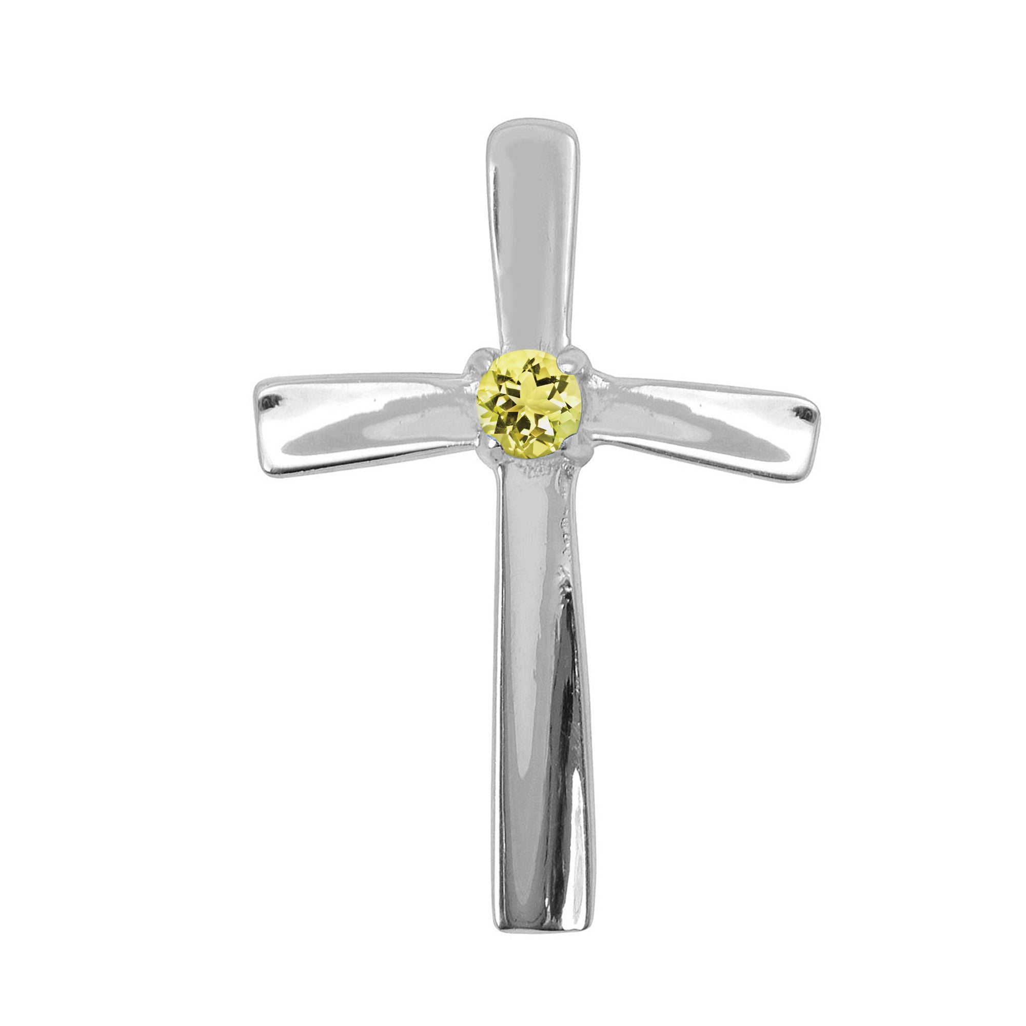 Multi Stone Christian Cross Pendant -Sterling Silver