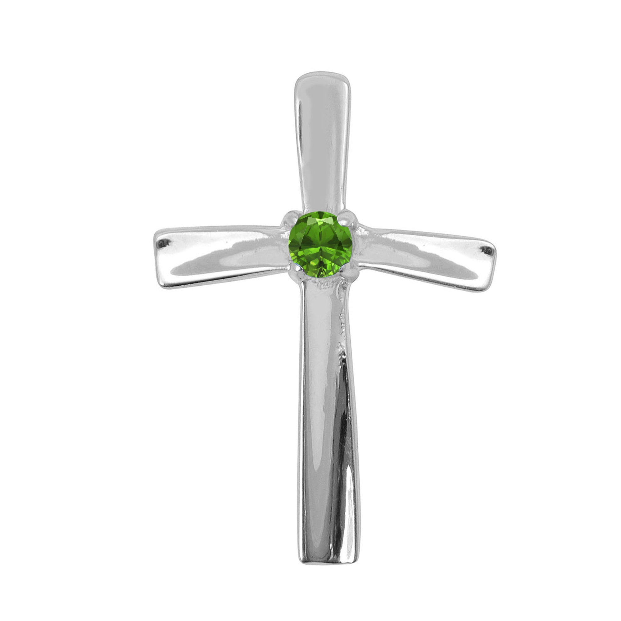 Multi Stone Christian Cross Pendant -Sterling Silver