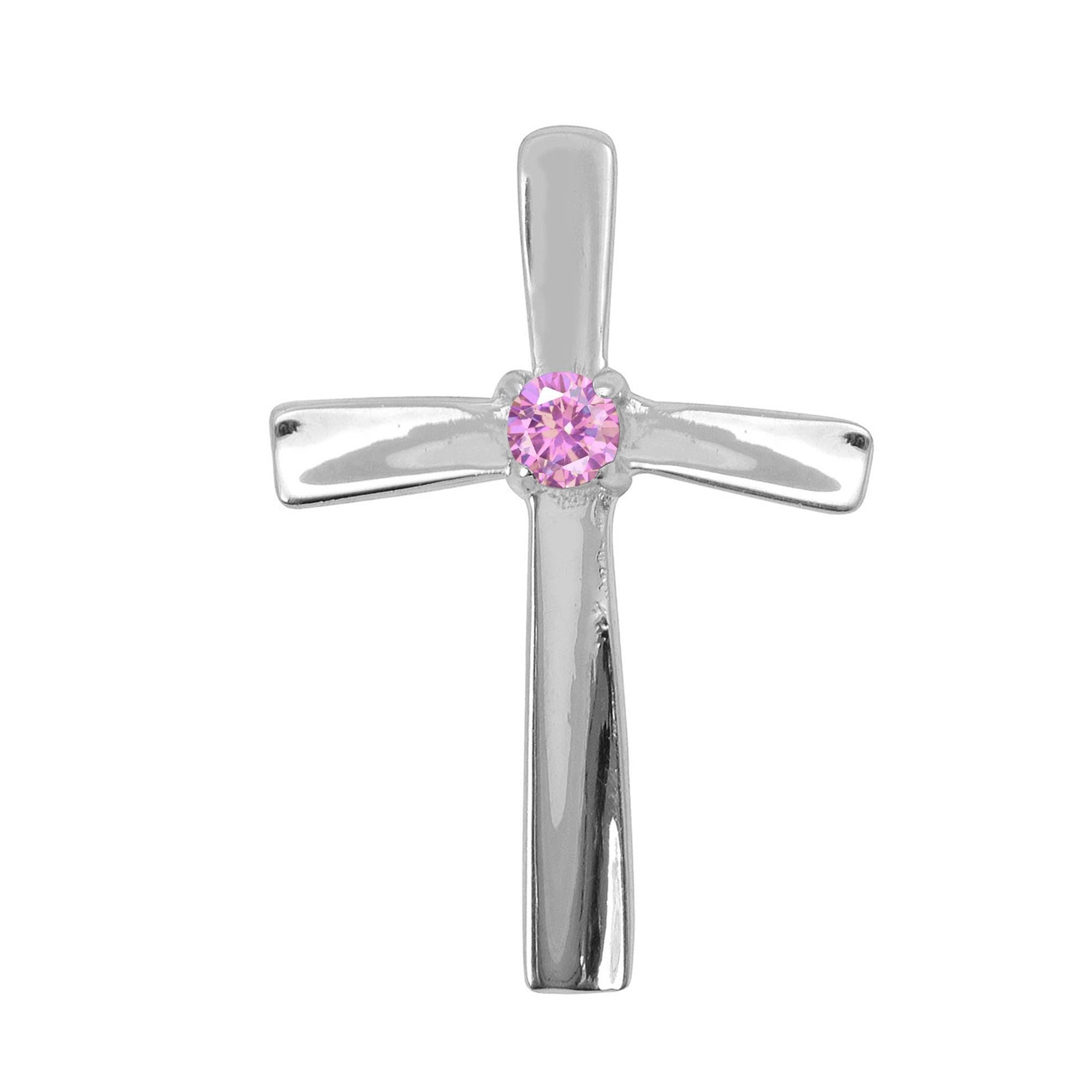 Multi Stone Christian Cross Pendant -Sterling Silver