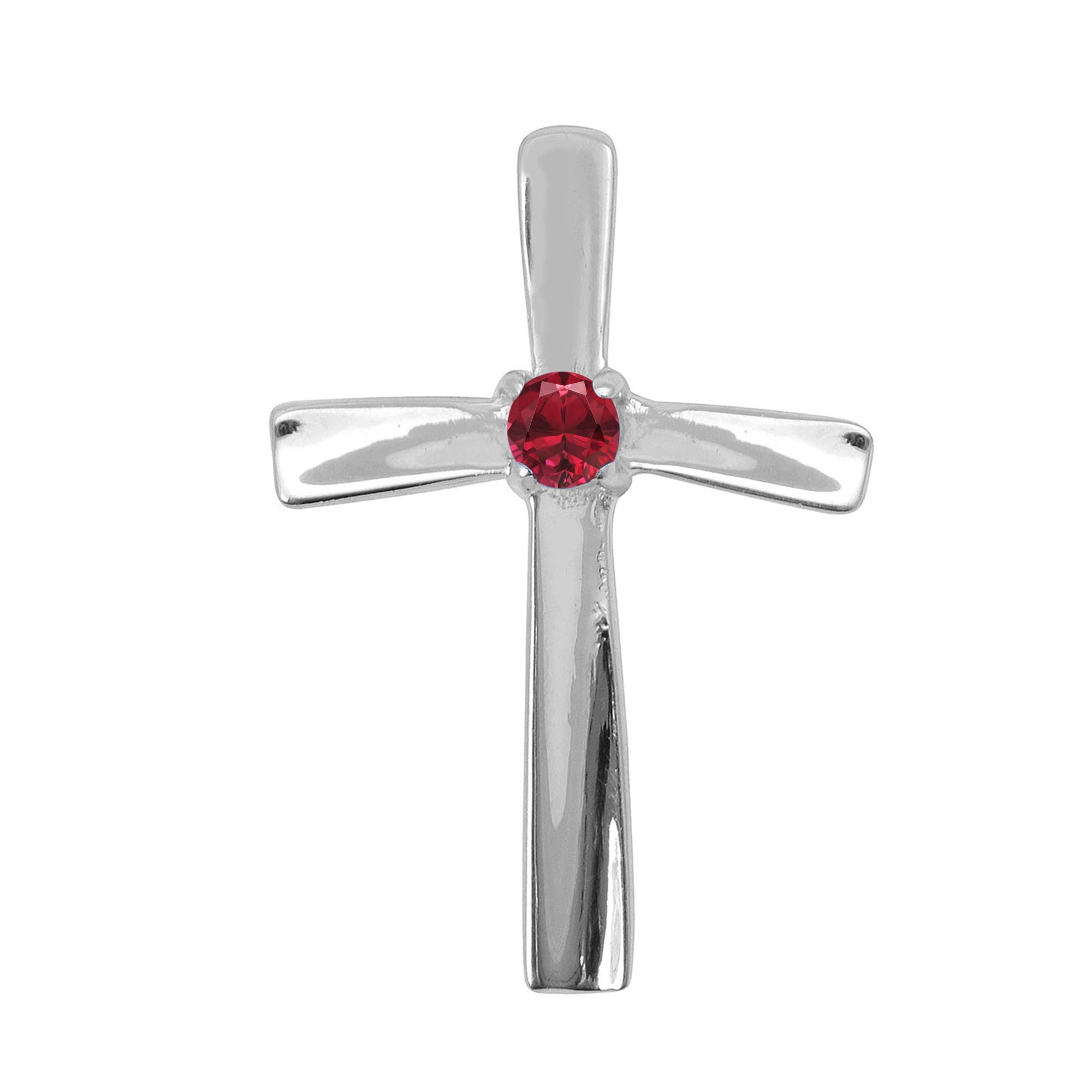 Multi Stone Christian Cross Pendant -Sterling Silver