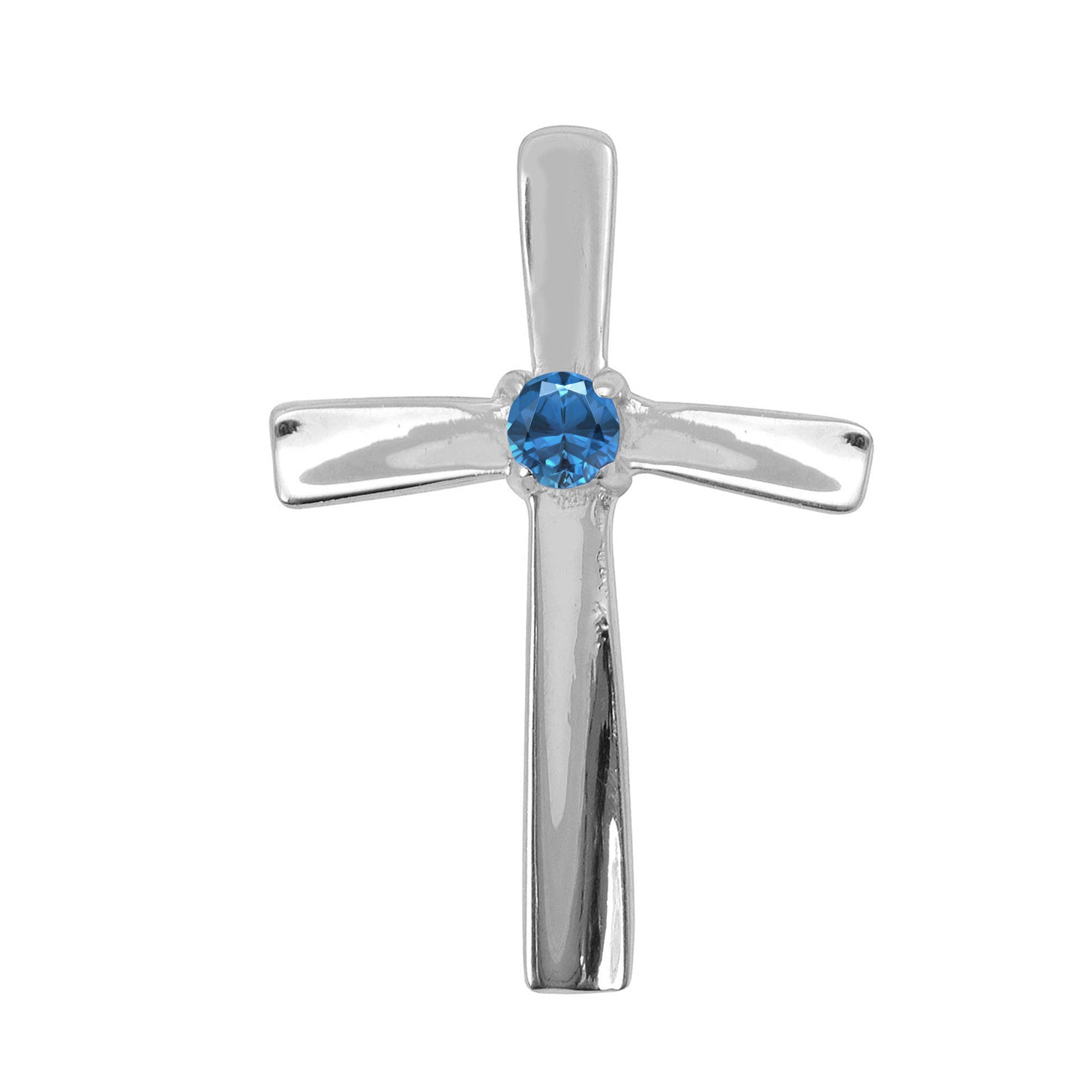 Multi Stone Christian Cross Pendant -Sterling Silver