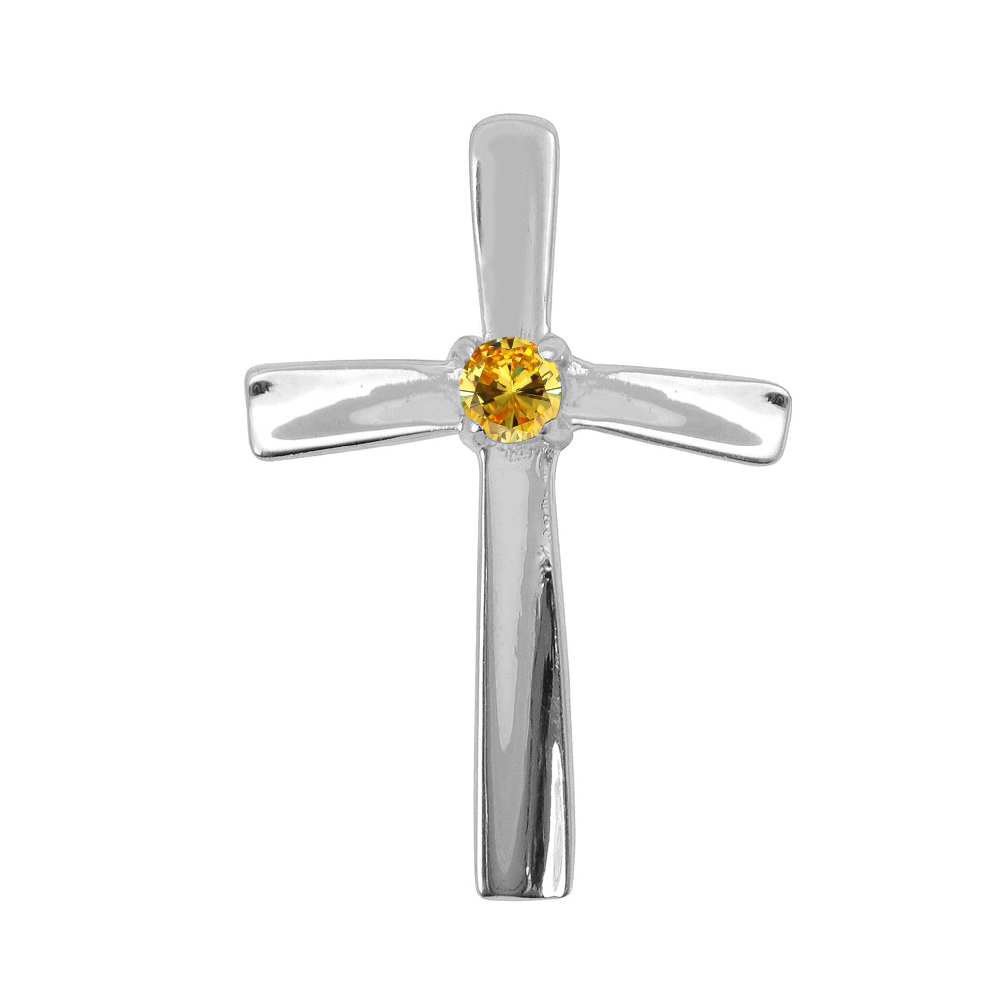 Multi Stone Christian Cross Pendant -Sterling Silver