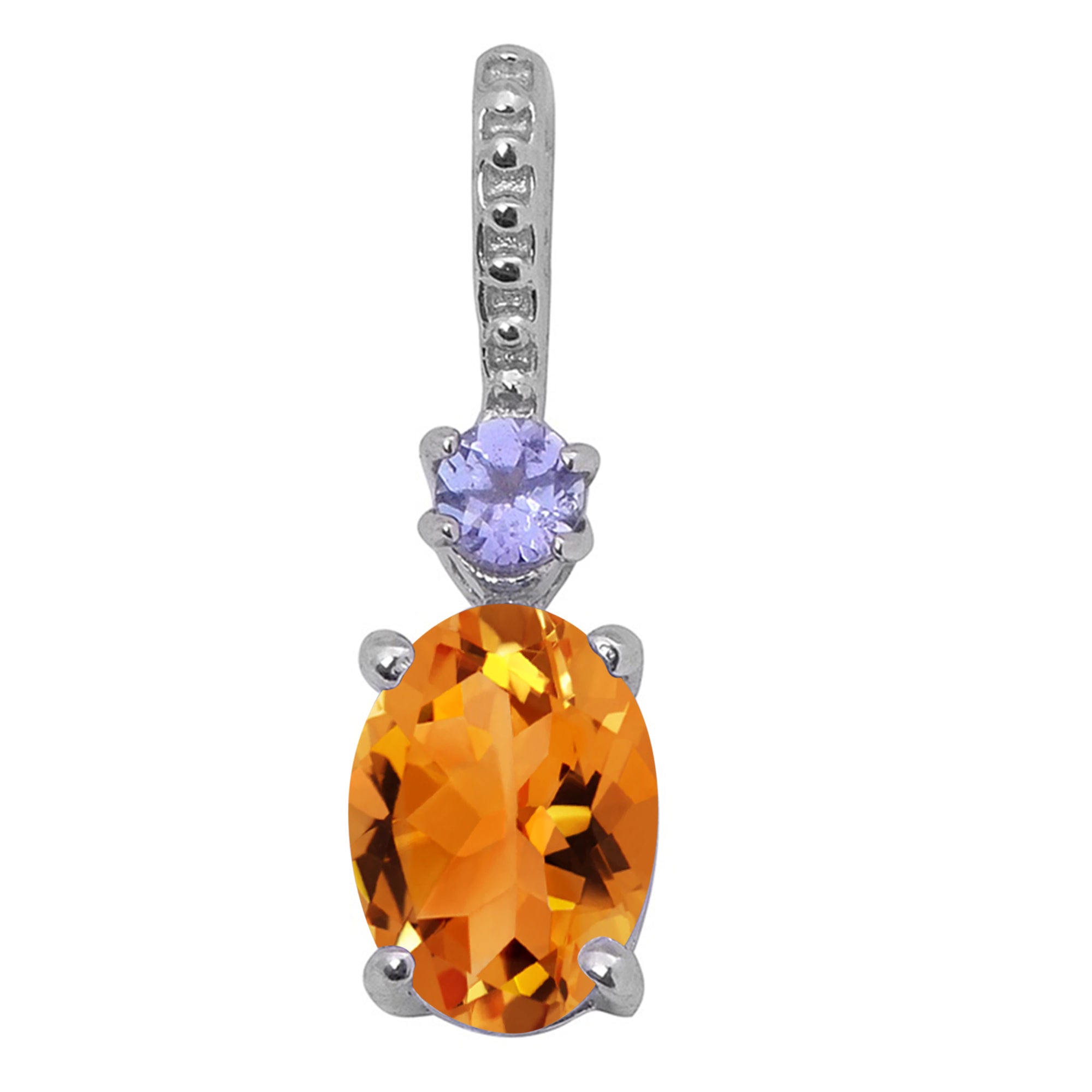 Tear Drop Solitaire Accents Multi Choice Gemstone Pendant