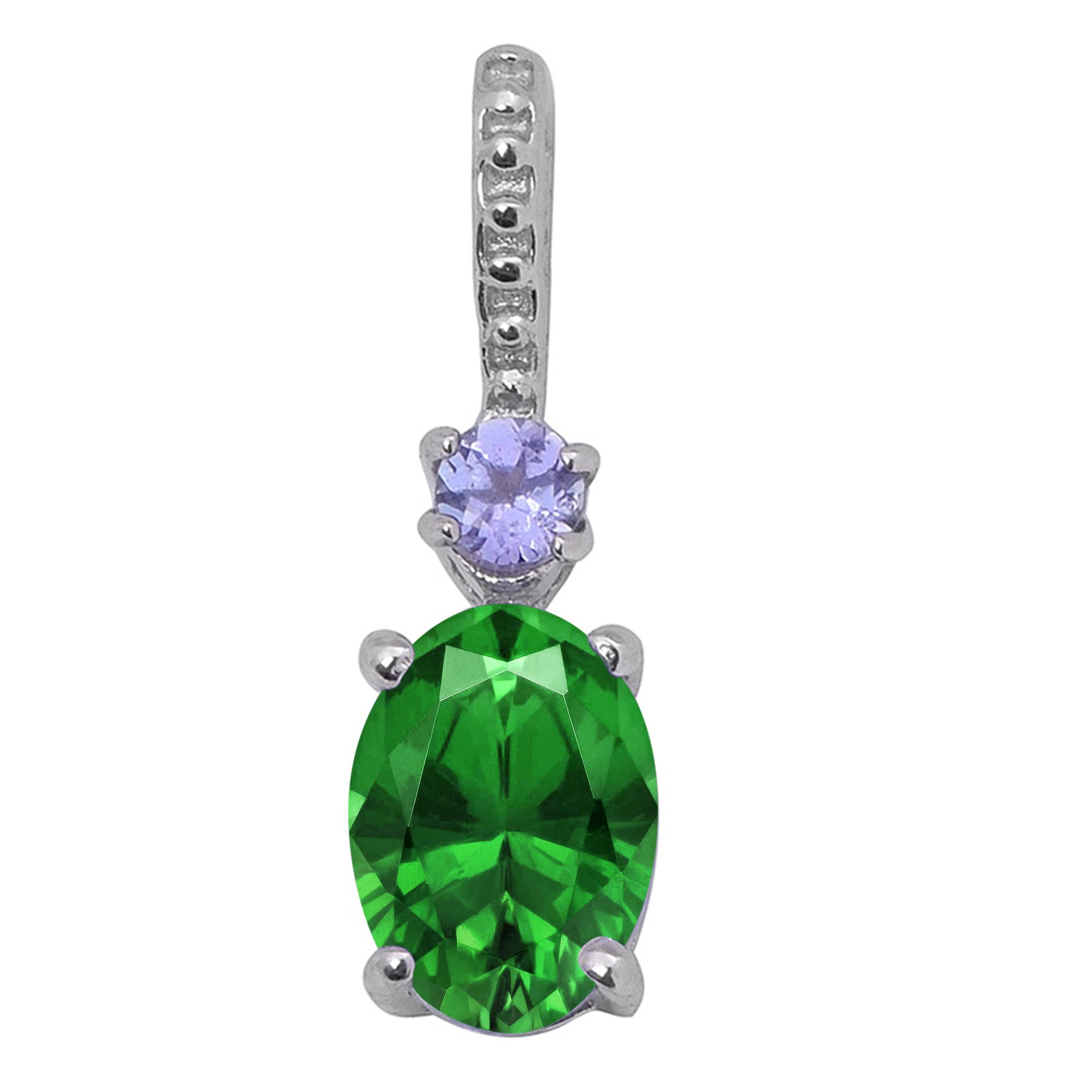 Tear Drop Solitaire Accents Multi Choice Gemstone Pendant