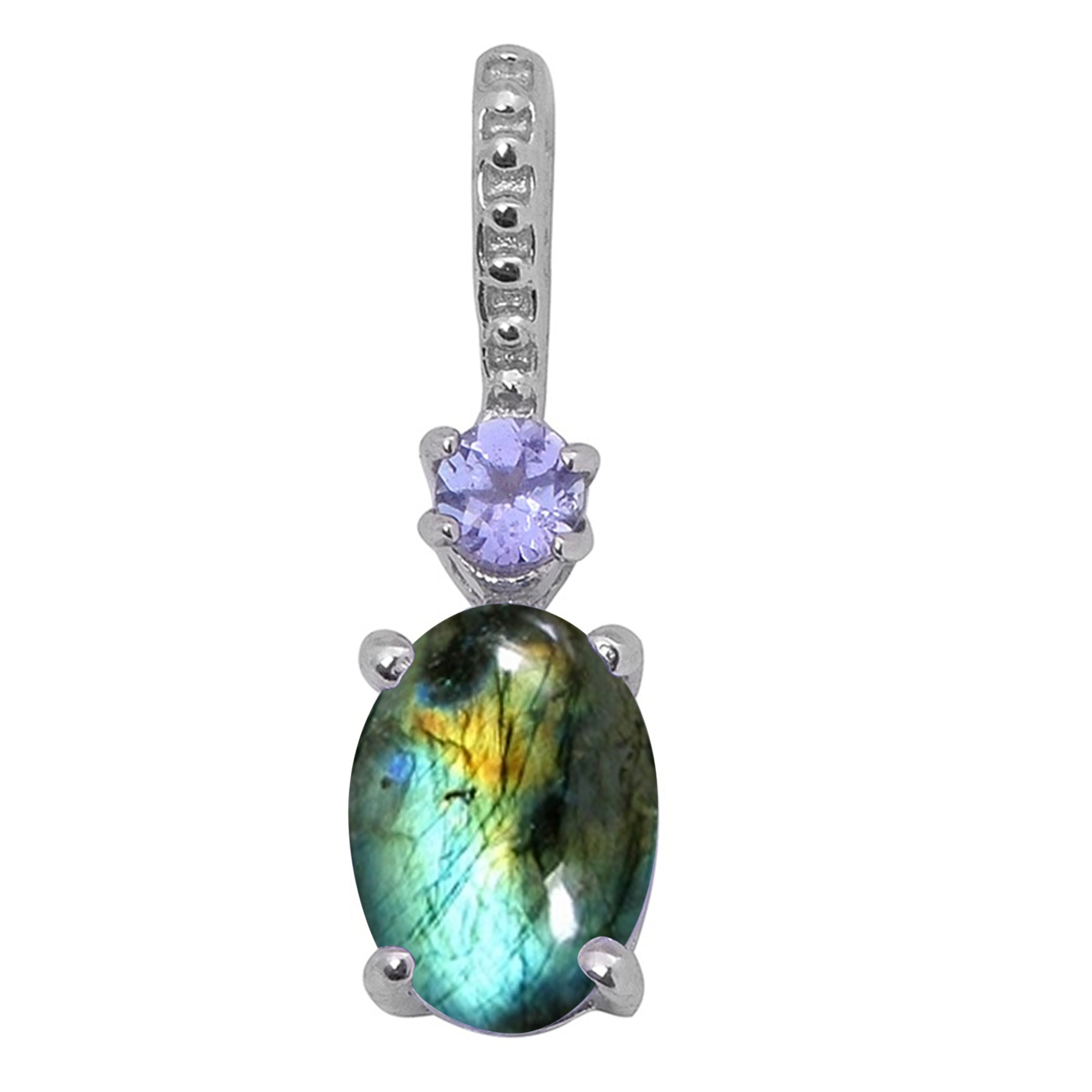 Tear Drop Solitaire Accents Multi Choice Gemstone Pendant
